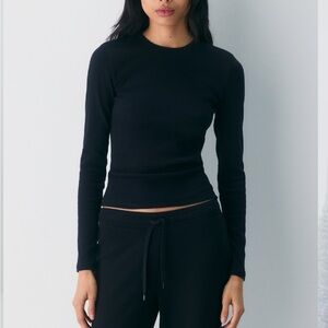 Aritzia Black Homestretch Rib Long Sleeve Top